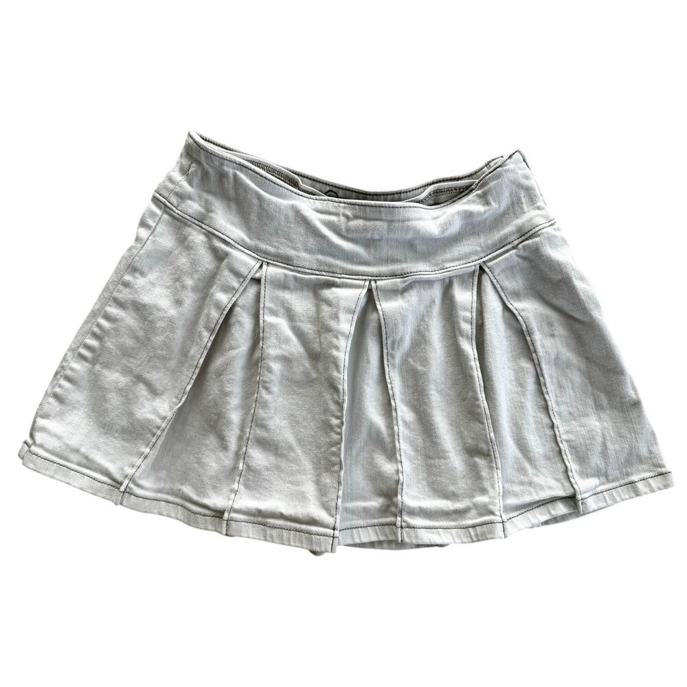 Target art class girls XL 14 white cream pleated denim skirt